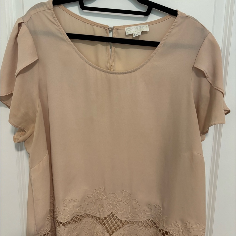 Forever 21 Tan Ruffled Blouse